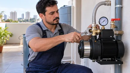 Instalação de pressurizador de água